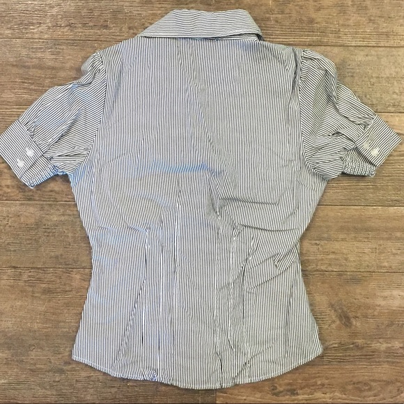 Black/white striped button-front blouse - Picture 4 of 5